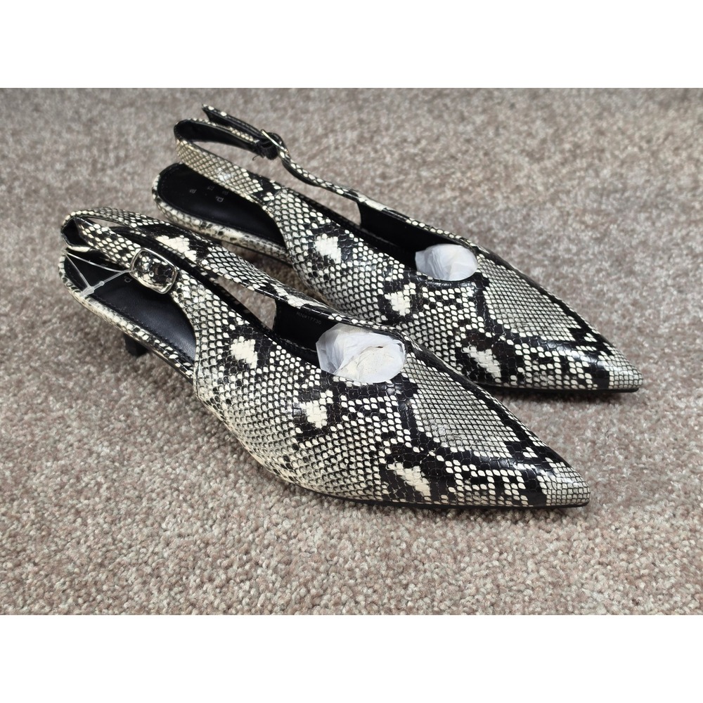 A New Day Womens Snakeskin Print Slingback Kitten Heels Pointed Toe Pumps 6.5